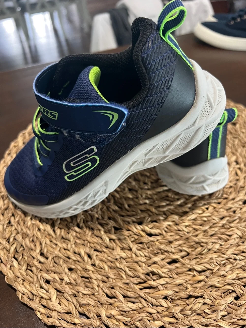 Skechers Kids Navy & Lime Slip-On Athletic Sneakers